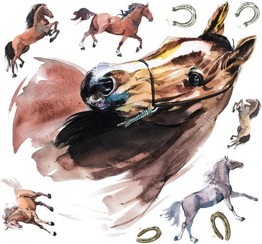 Watercolor Wild Horses Peel and Stick Wall Decals - RoomMates RMK5152GM