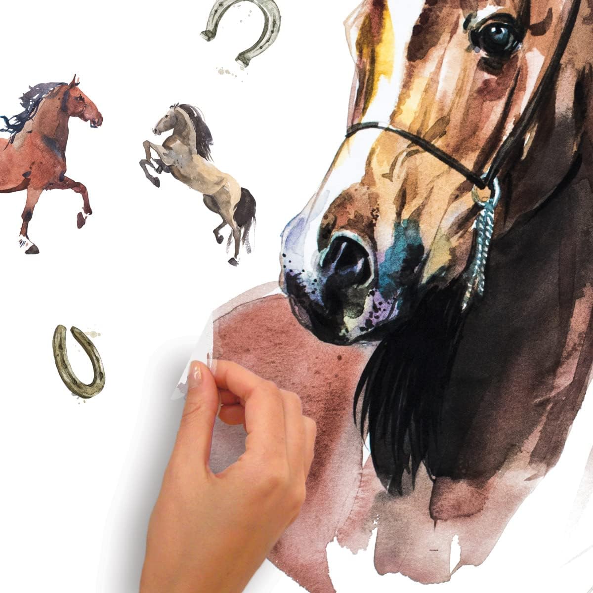 Watercolor Wild Horses Peel and Stick Wall Decals - RoomMates RMK5152GM