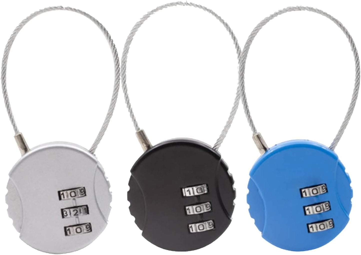 Waterproof 3 PCS Mini Wire Rope Combination Padlock for Gym Lockers & Outdoors - Set of 3-Digit Locks for Zippers, Backpacks, Trolley Cases & Fence - WildKart