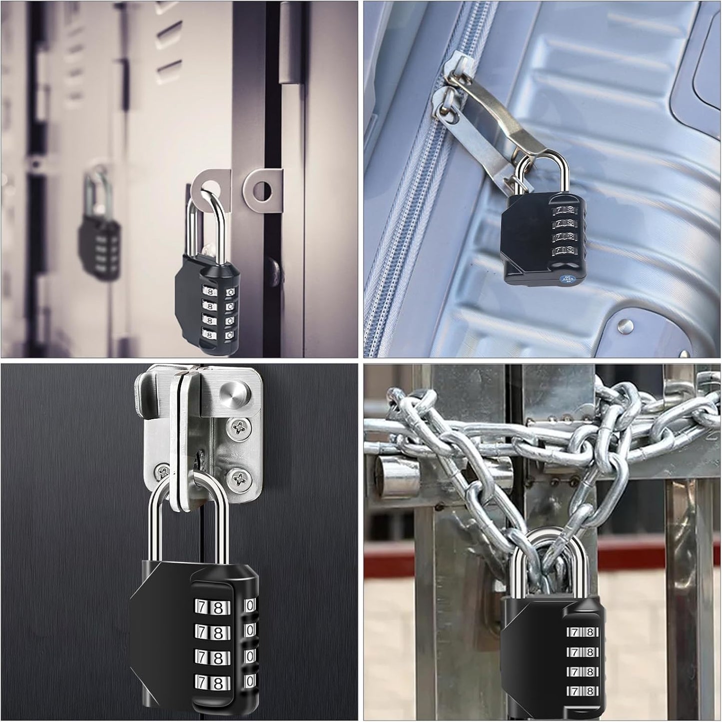 Waterproof 4 Digit Combination Lock for Door, Tool Boxes, School, Gym - Zinc Alloy Padlock - Black (1PCS) - WildKart