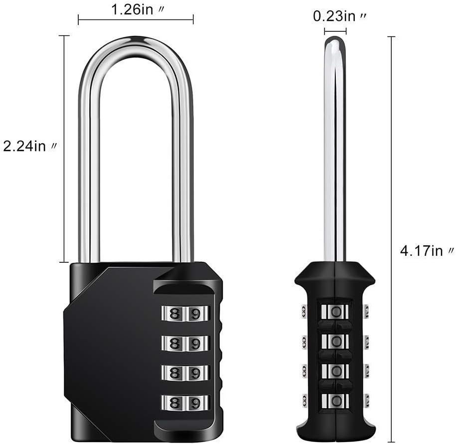 Waterproof 4 Digit Combination Lock for School, Gym, Employee Locker - Resettable Padlock for Fence, Gate, Toolbox - ZHEGE Outdoor Security