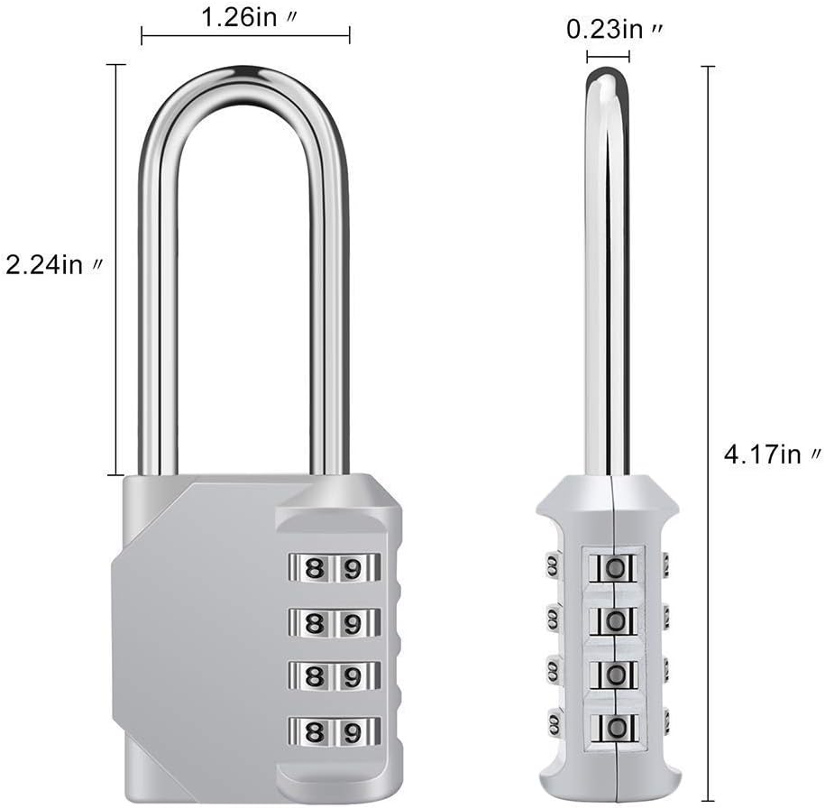 Waterproof 4 Digit Combination Lock for School, Gym, Employee Locker - Resettable Padlock for Fence, Gate, Toolbox - ZHEGE Outdoor Security