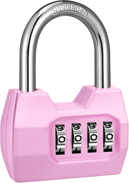 Waterproof 4-Digit Combination Locker Lock with Wide Shackle for Outdoor Use - Pink - WildKart