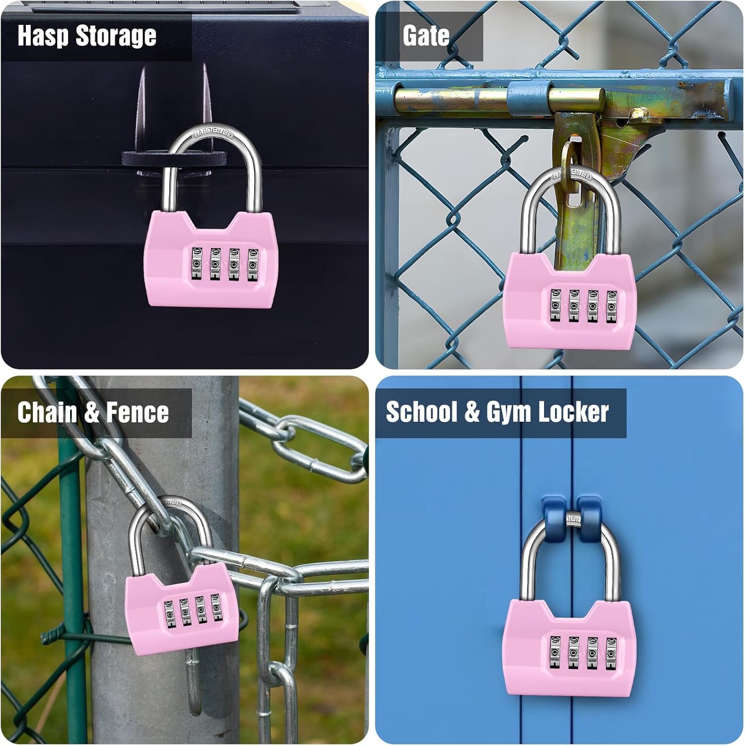 Waterproof 4-Digit Combination Locker Lock with Wide Shackle for Outdoor Use - Pink - WildKart