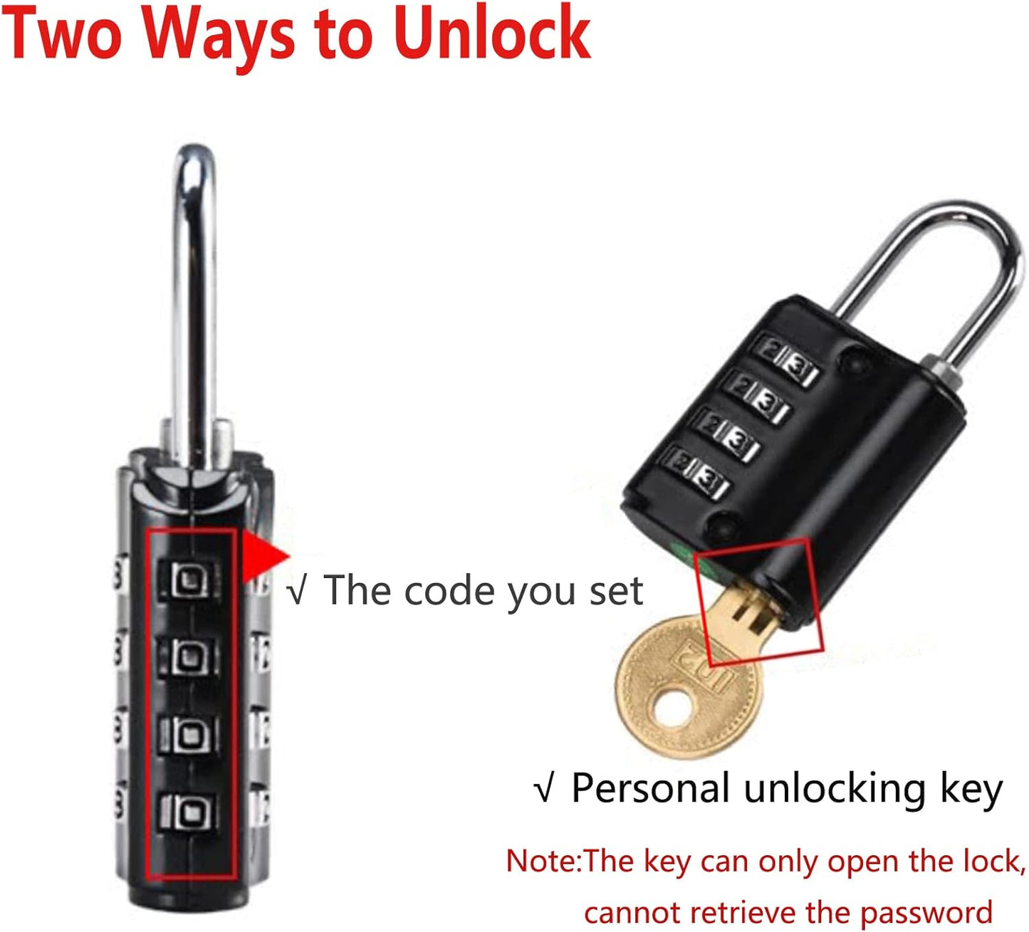 Waterproof 4 Digit Combination Padlock 2 Pack with Keys for Locker, Fence, Gate, Toolbox - Outdoor Resettable Combo Lock for School, Gym, Employee Storage - WildKart