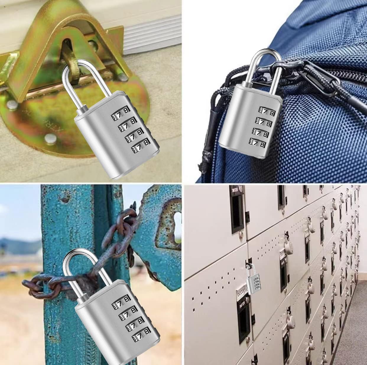 Waterproof 4 Digit Combination Padlock 2 Pack with Keys for Locker, Fence, Gate, Toolbox - Outdoor Resettable Combo Lock for School, Gym, Employee Storage - WildKart