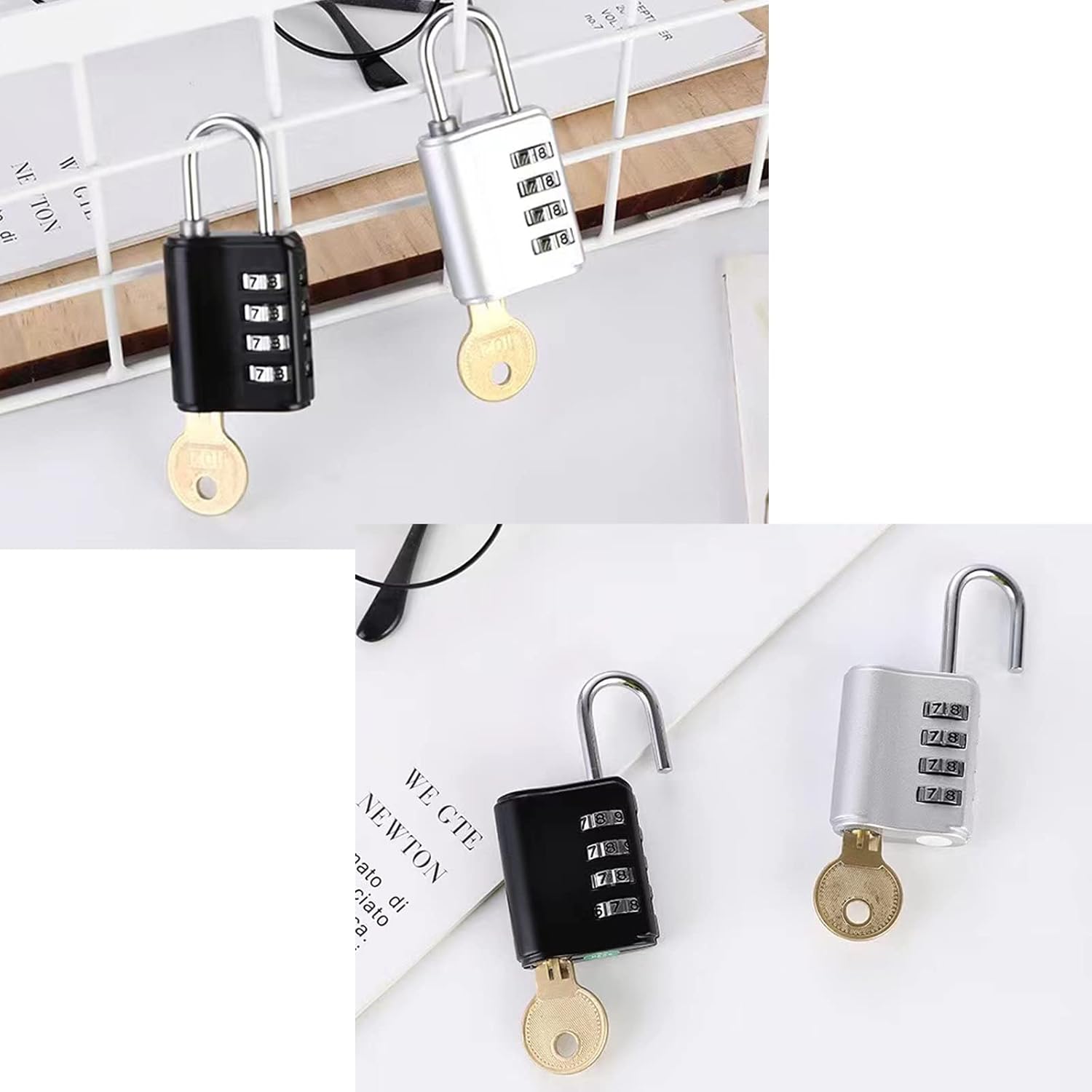Waterproof 4 Digit Combination Padlock 2 Pack with Keys for Locker, Fence, Gate, Toolbox - Outdoor Resettable Combo Lock for School, Gym, Employee Storage - WildKart