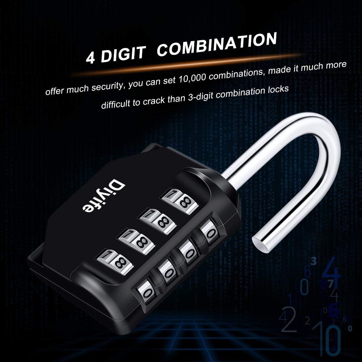Waterproof 4 Digit Combination Padlock 3 Pack - Heavy Duty Metal Clasp for Fence, School, Gym - Black Combination Lock by Diyife - WildKart