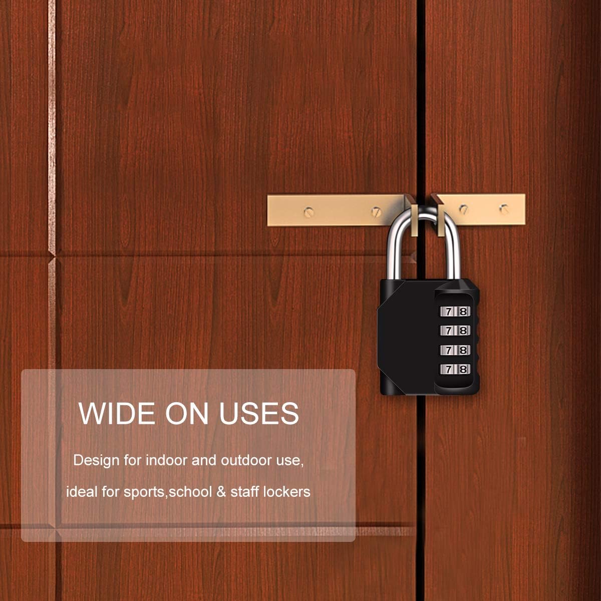 Waterproof 4 Digit Combination Padlock 3 Pack - Heavy Duty Metal Clasp for Fence, School, Gym - Black Combination Lock by Diyife - WildKart