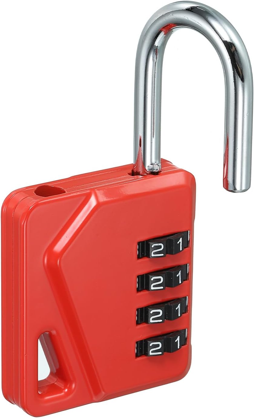 Waterproof 4 Digit Combination Padlock with Name Tag - PATIKIL 3 Inch Long Resettable Security Lock for Outdoor Gym, Red