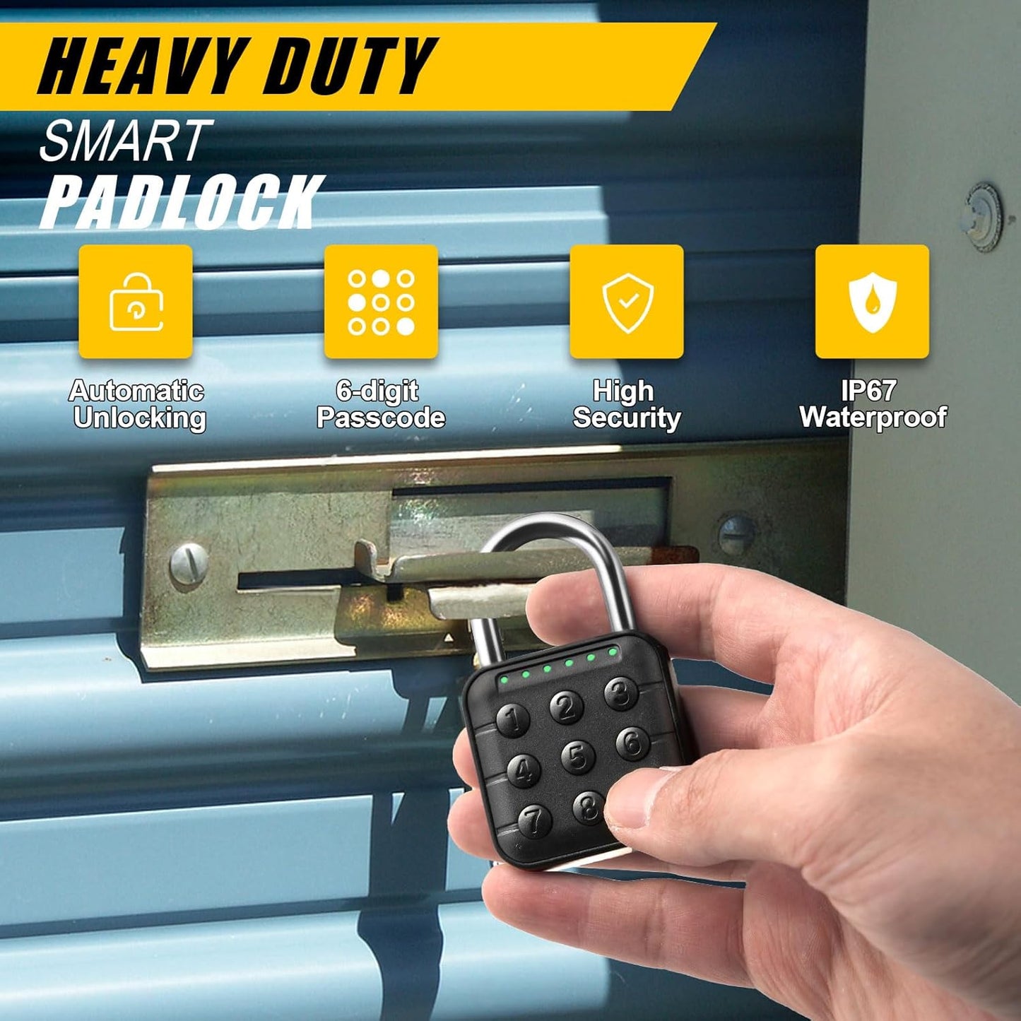 Waterproof 6-Digit Combination Lock for Locker - Smart Padlock for School Gym Lockers, Gates, Fence, Storage Unit - Black - WildKart