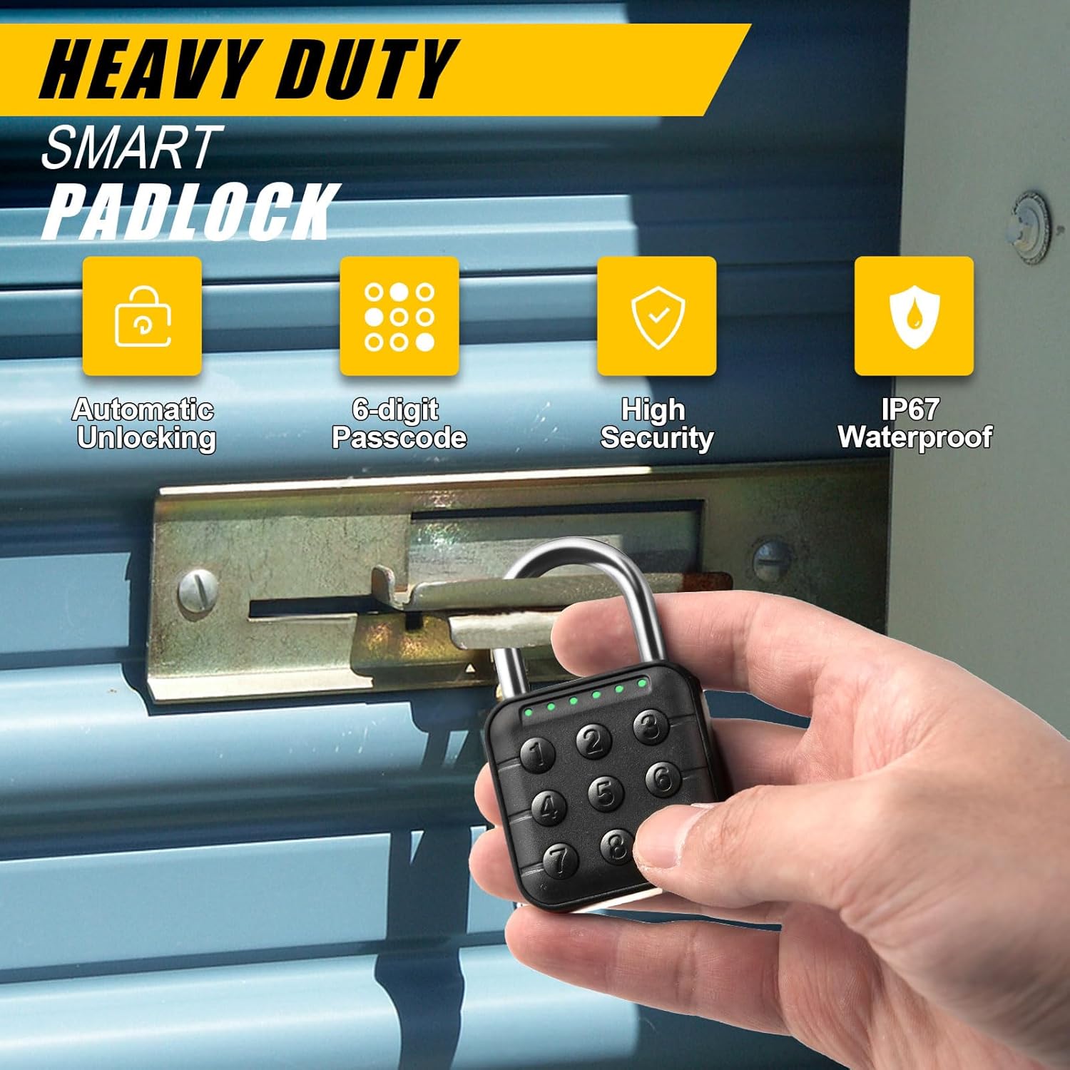 Waterproof 6-Digit Combination Lock for Locker - Smart Padlock for School Gym Lockers, Gates, Fence, Storage Unit - Black - WildKart