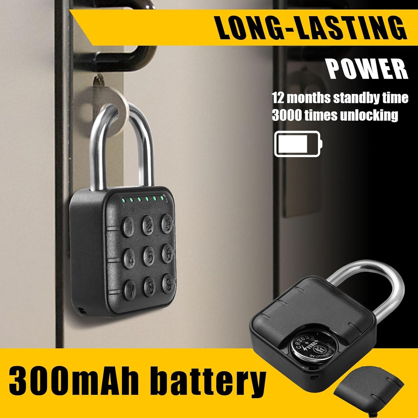 Waterproof 6-Digit Combination Lock for Locker - Smart Padlock for School Gym Lockers, Gates, Fence, Storage Unit - Black - WildKart