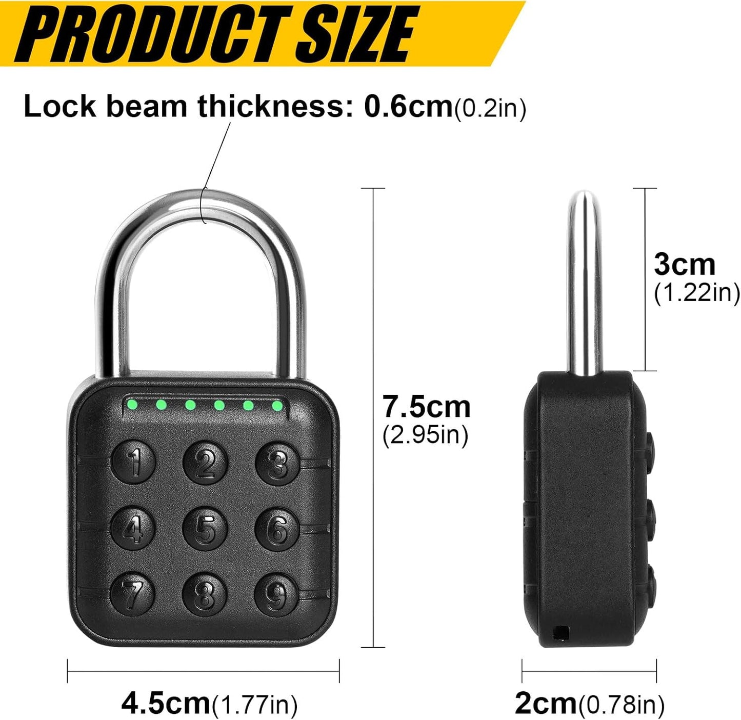 Waterproof 6-Digit Combination Lock for Locker - Smart Padlock for School Gym Lockers, Gates, Fence, Storage Unit - Black - WildKart