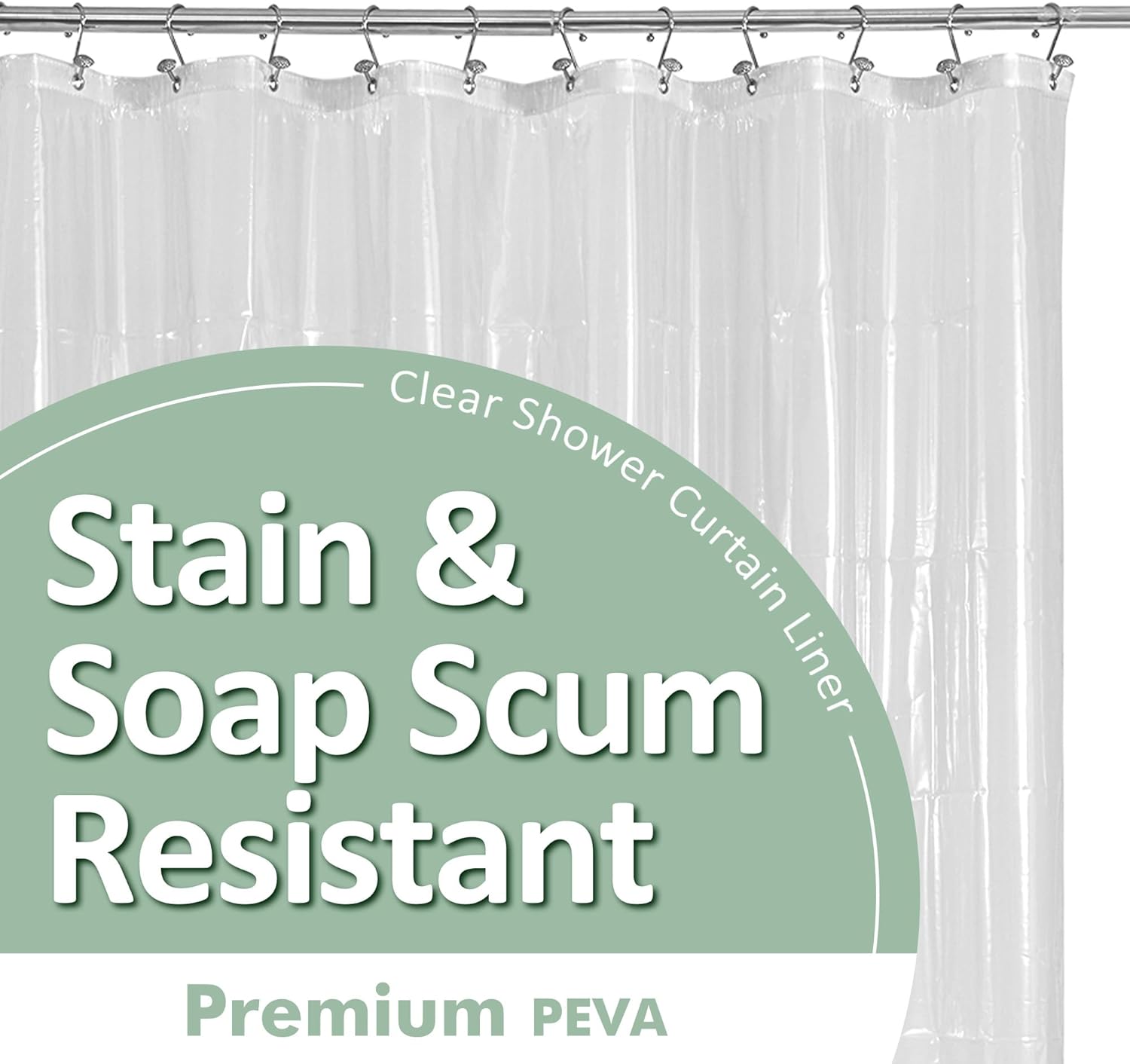 Waterproof Clear PEVA Shower Curtain Liner with Rustproof Grommets and Magnets - Standard Size Lightweight Bathroom Curtain