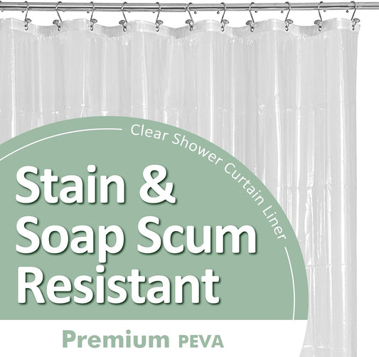 Waterproof Clear PEVA Shower Curtain Liner with Rustproof Grommets and Magnets - Standard Size Lightweight Bathroom Curtain
