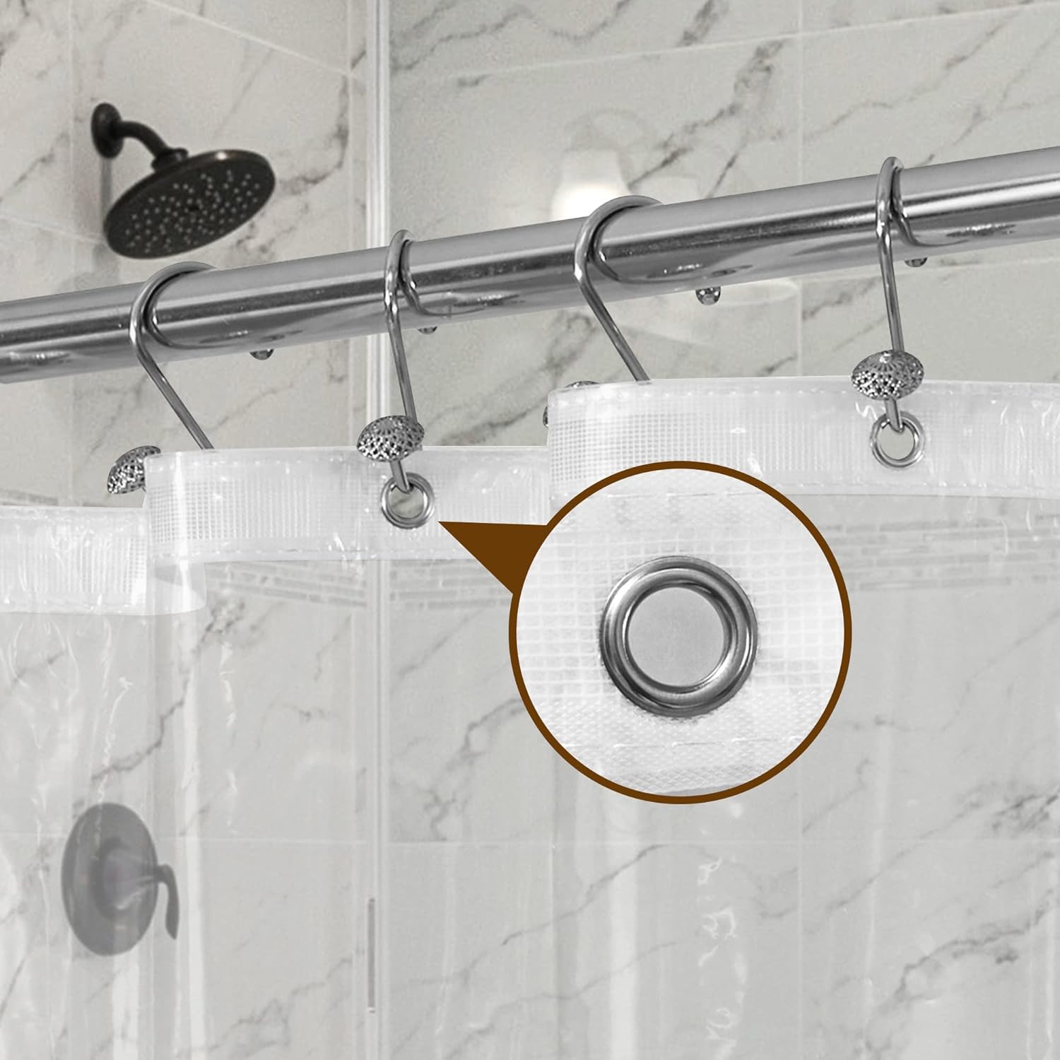 Waterproof Clear PEVA Shower Curtain Liner with Rustproof Grommets and Magnets - Standard Size Lightweight Bathroom Curtain