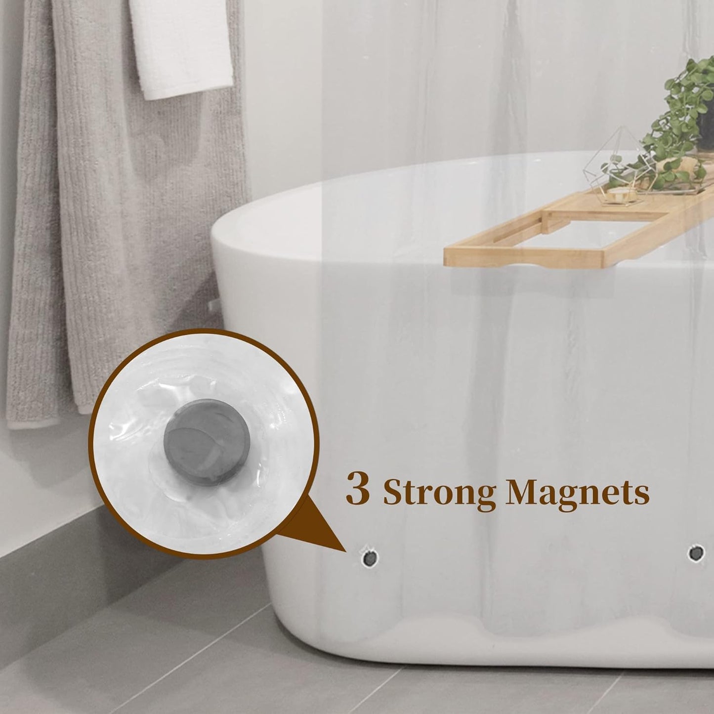 Waterproof Clear PEVA Shower Curtain Liner with Rustproof Grommets and Magnets - Standard Size Lightweight Bathroom Curtain