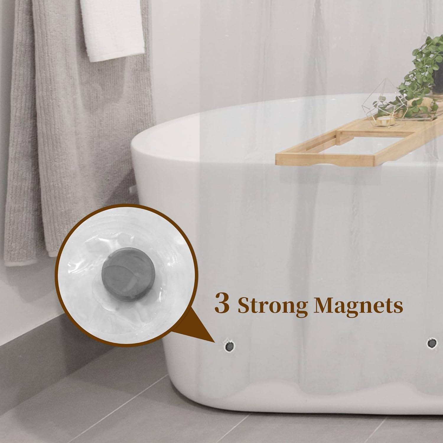 Waterproof Clear PEVA Shower Curtain Liner with Rustproof Grommets and Magnets - Standard Size Lightweight Bathroom Curtain