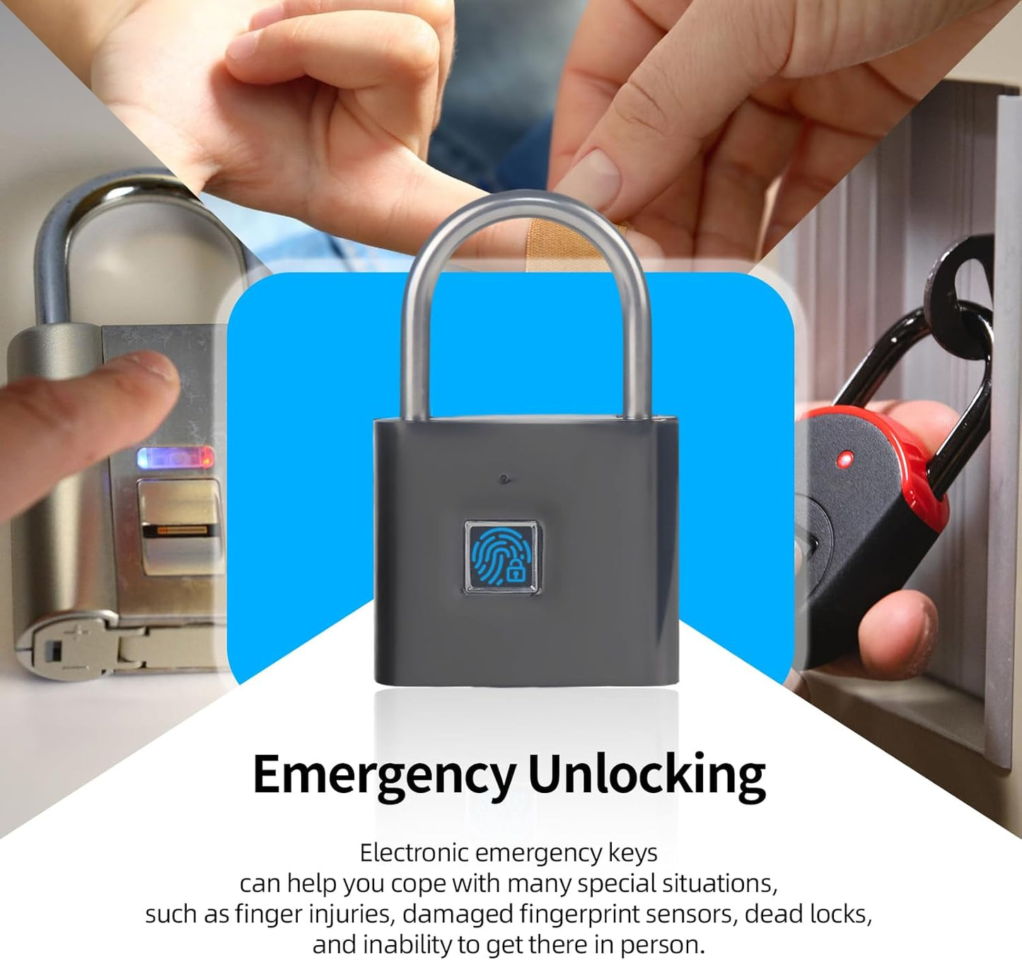 Waterproof Fingerprint Padlock with Emergency Key - Ideal for Warehouses, Gyms, Schools, Homes, and Offices - WildKart