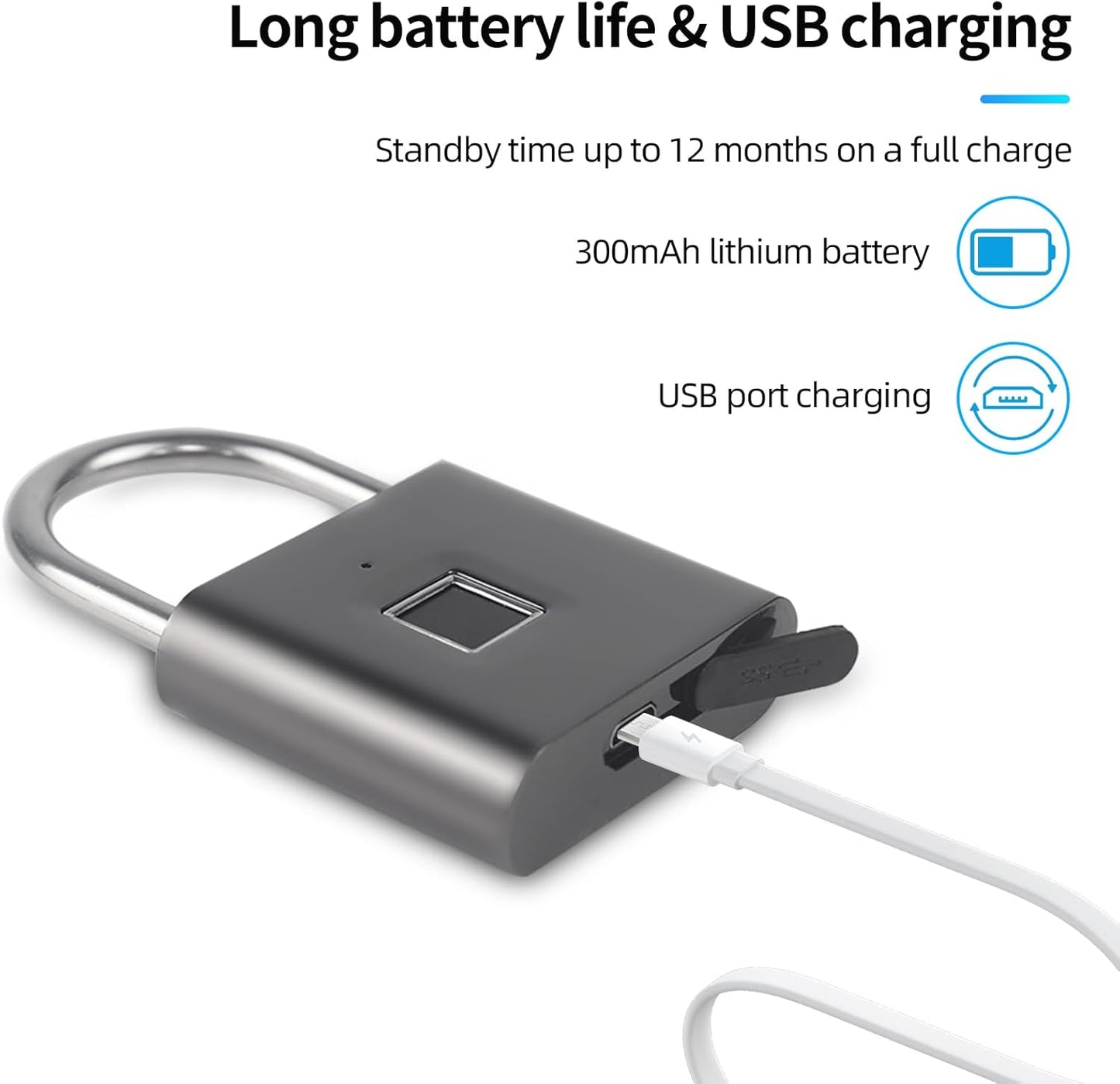 Waterproof Fingerprint Padlock with Emergency Key - Ideal for Warehouses, Gyms, Schools, Homes, and Offices - WildKart