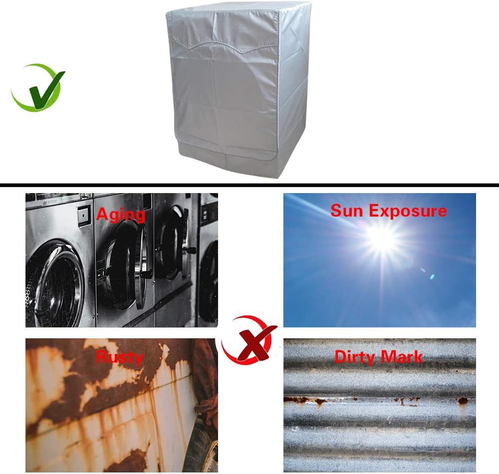 Waterproof Front-Loading Washer/Dryer Cover - Dustproof, Sun-Proof, W27"D33"H39", Fits Most US & Canadian Models (Basic Silver)