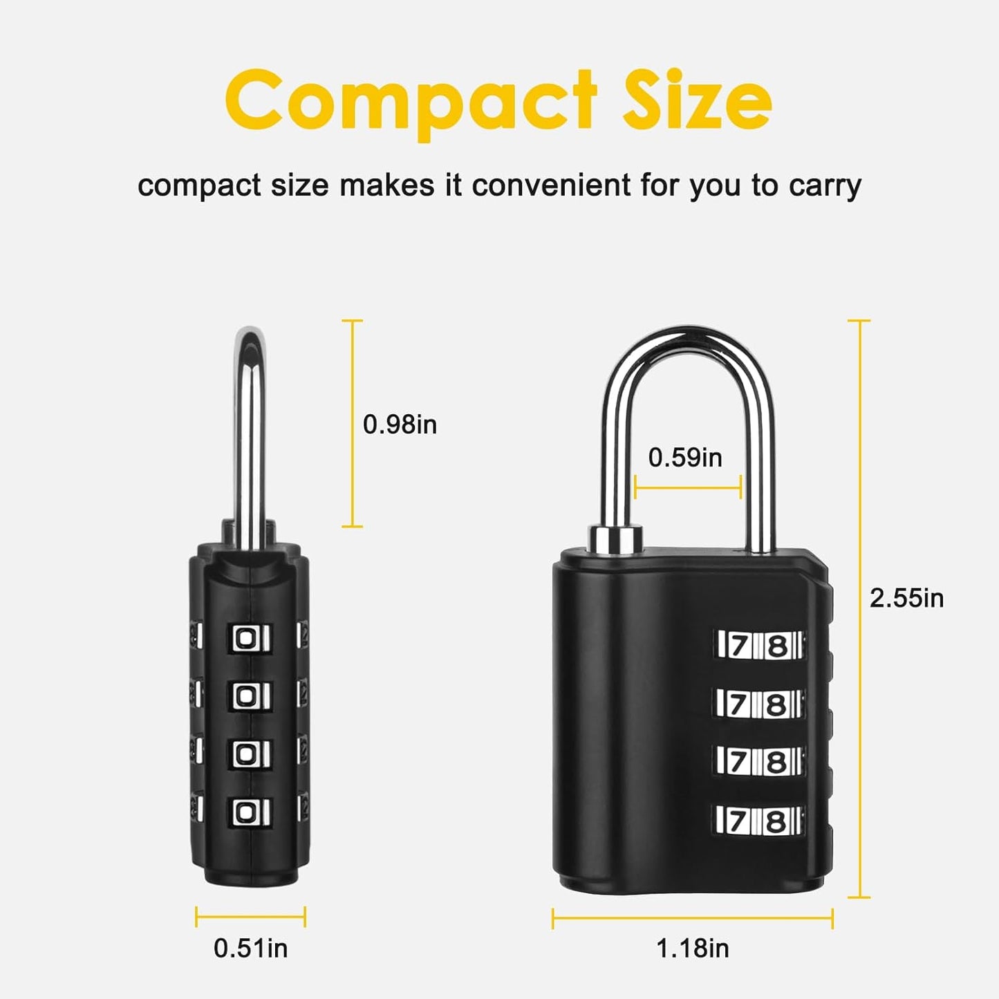 Waterproof Greoil Outdoor 4 Digit Combination Lock with Key - Set of 2 Padlocks for School Gym Sports Locker