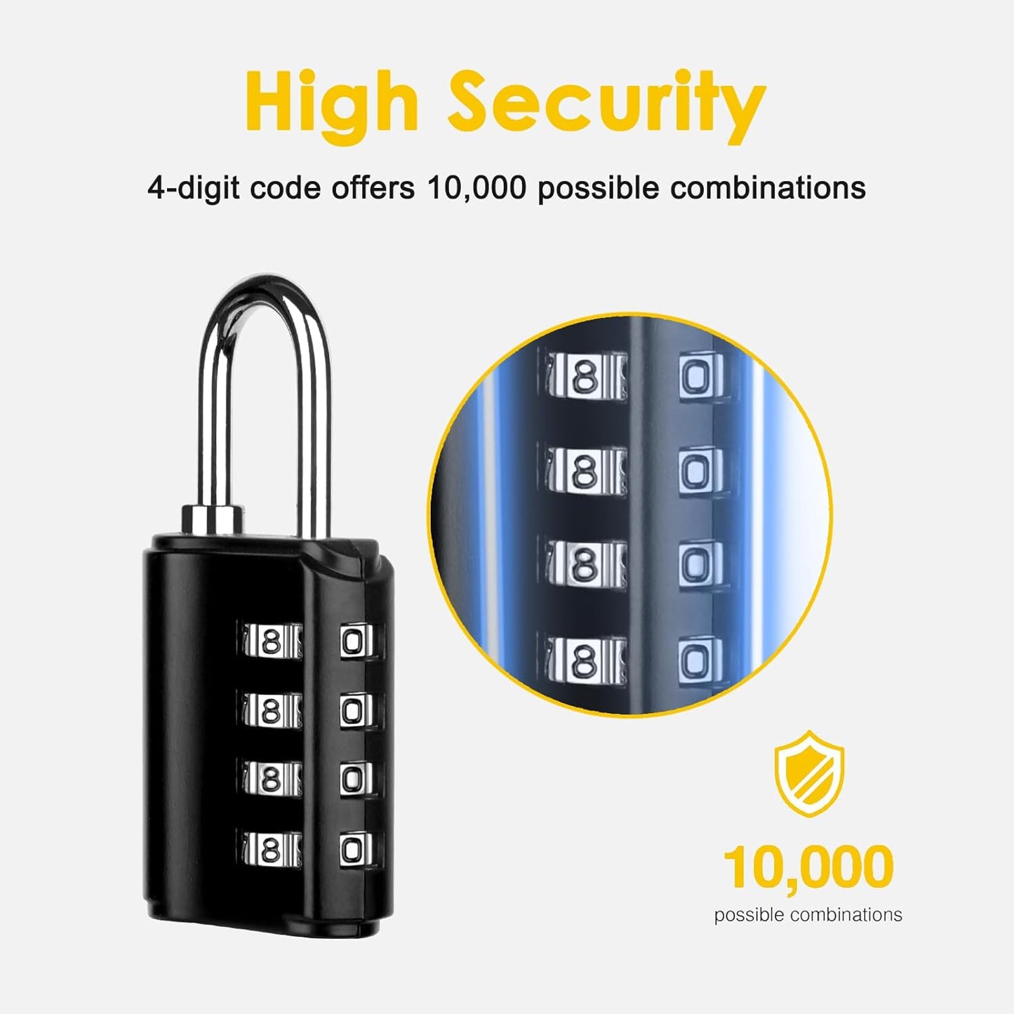 Waterproof Greoil Outdoor 4 Digit Combination Lock with Key - Set of 2 Padlocks for School Gym Sports Locker