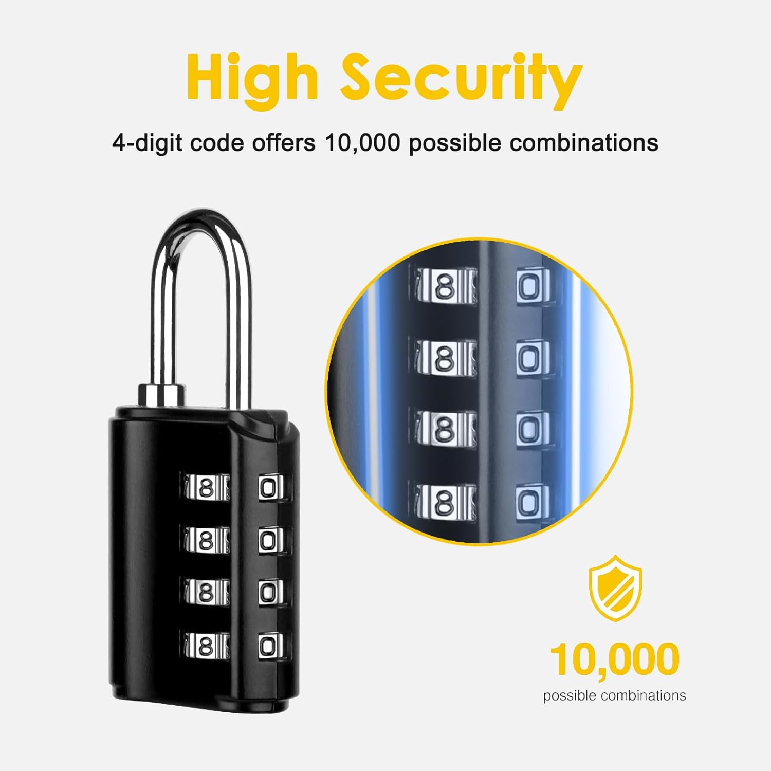 Waterproof Greoil Outdoor 4 Digit Combination Lock with Key - Set of 2 Padlocks for School Gym Sports Locker