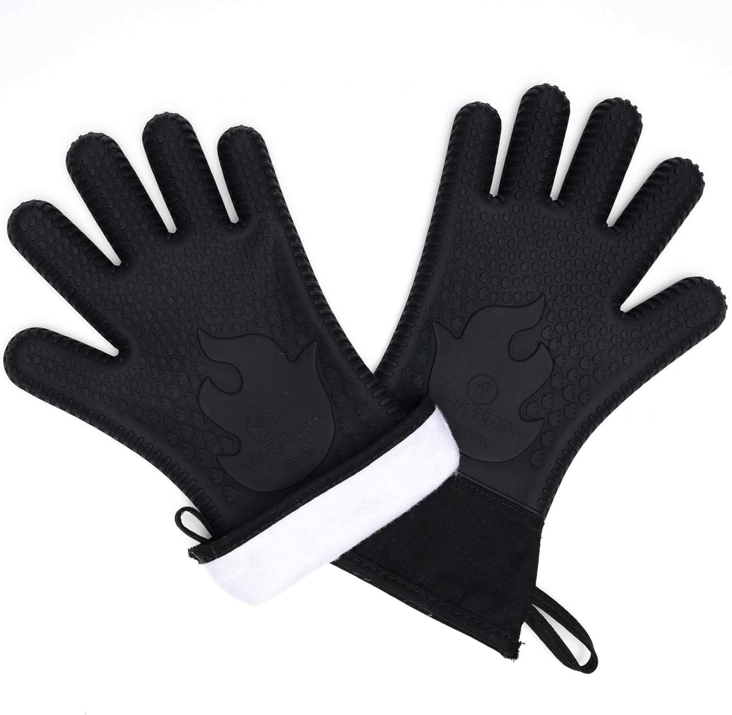 Waterproof Heat Resistant Silicone Oven Gloves with Fingers for Cooking and BBQ - Long Cuff, Insulated Grill Gloves in Black OSFM by Jolly Green Products