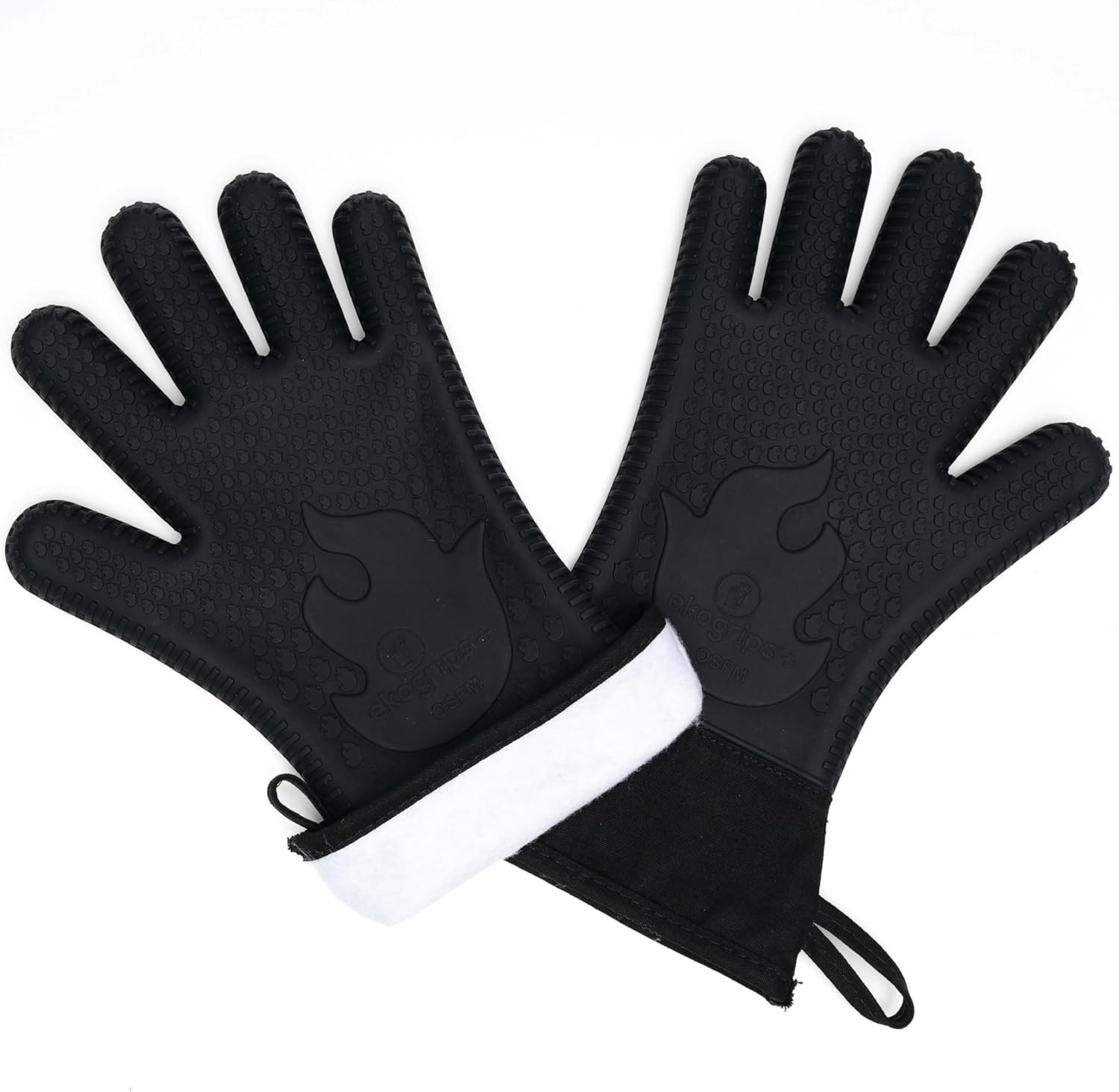 Waterproof Heat Resistant Silicone Oven Gloves with Fingers for Cooking and BBQ - Long Cuff, Insulated Grill Gloves in Black OSFM by Jolly Green Products