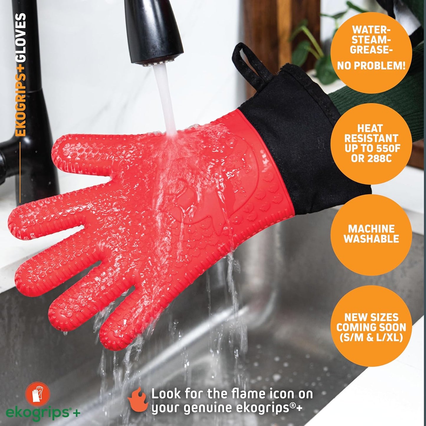 Waterproof Heat Resistant Silicone Oven Gloves with Fingers for Cooking and BBQ - Long Cuff, Insulated Grill Gloves in Black OSFM by Jolly Green Products