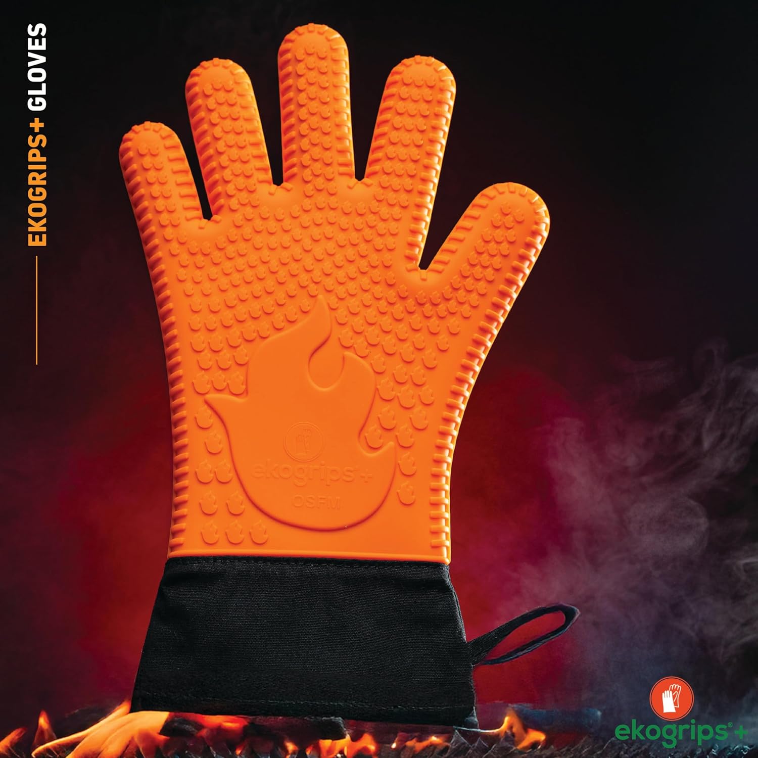 Waterproof Heat Resistant Silicone Oven Gloves with Fingers for Cooking and BBQ - Long Cuff, Insulated Grill Gloves in Black OSFM by Jolly Green Products