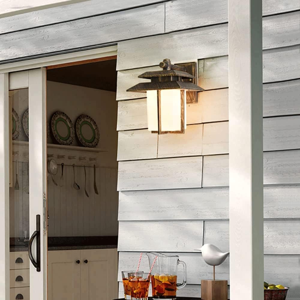 Waterproof Outdoor Wall Sconces with Frosted Glass Lampshade for Villa Entrance Porch - American Country Style Die-cast Aluminum Wall Lamp