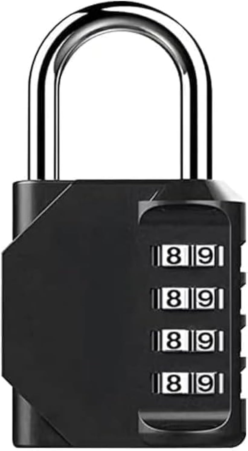 Waterproof Resettable Combination Gym Locker Padlock - 4 Digit Outdoor Lock for School (1 Pack Black) - WildKart