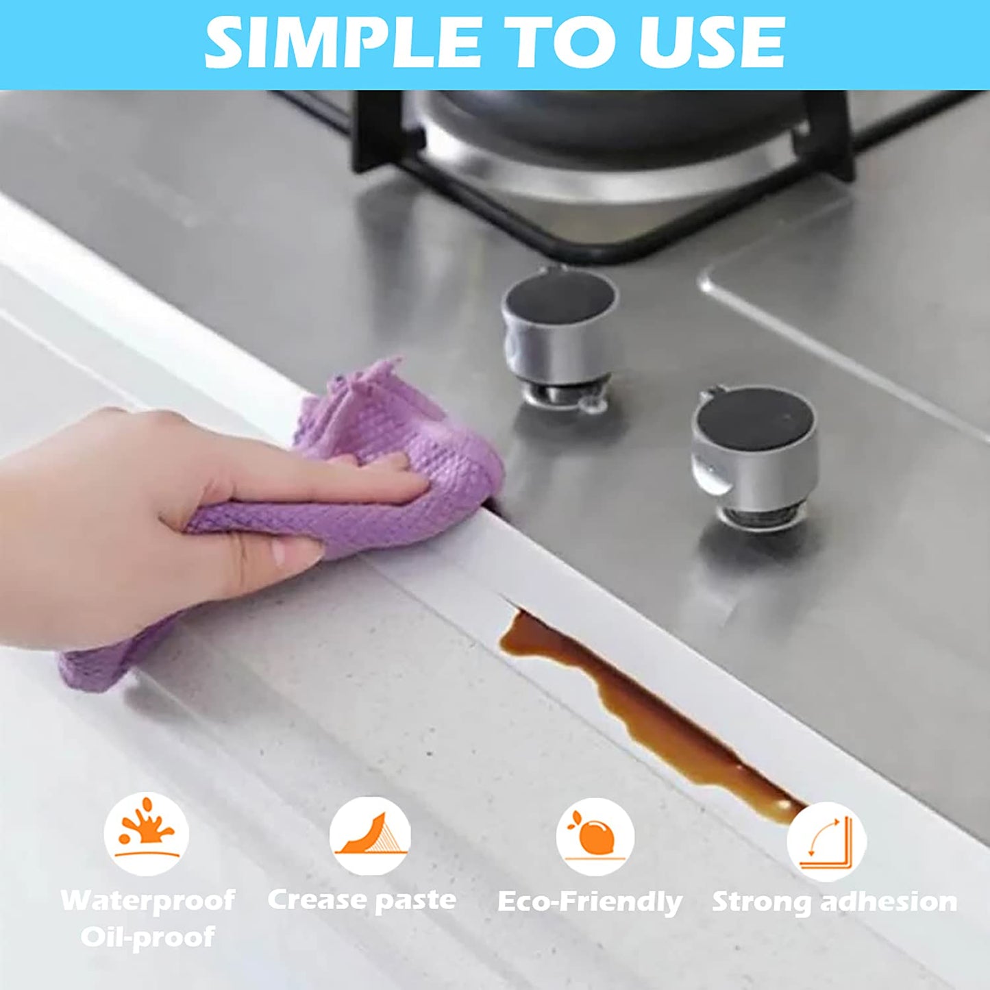Waterproof Self-Adhesive Caulk Strip Tape for Bathroom Kitchen Wall - 1.5" x 10.5 Ft