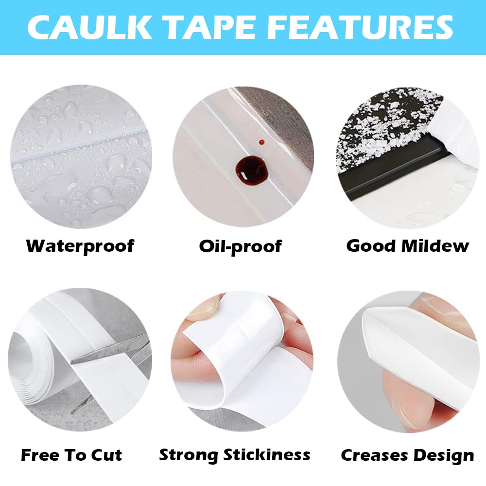Waterproof Self-Adhesive Caulk Strip Tape for Bathroom Kitchen Wall - 1.5" x 10.5 Ft