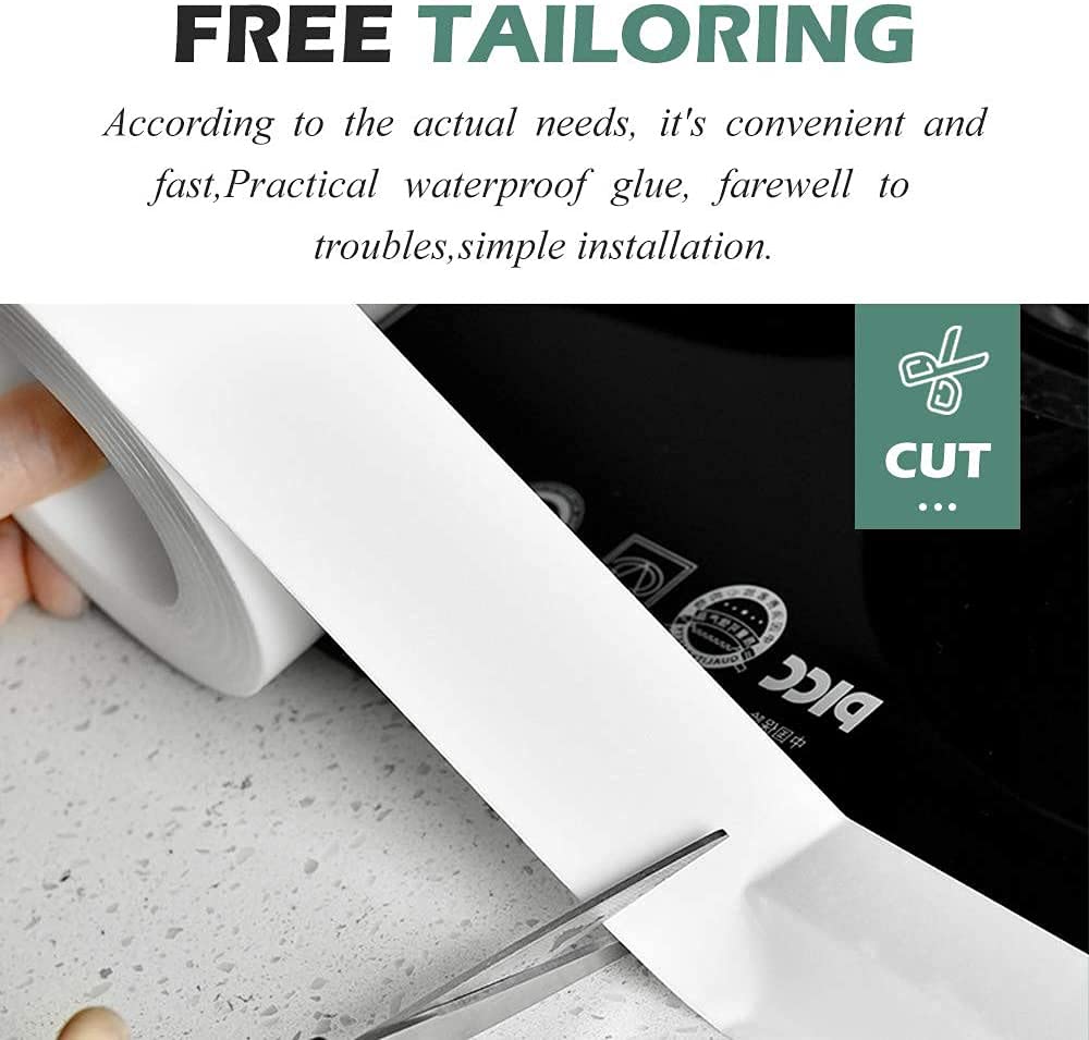 Waterproof Self Adhesive Caulk Strip Tape for Bathtub Bathroom Shower Toilet Kitchen Wall (49/25 Inch x 10 Feet, White)