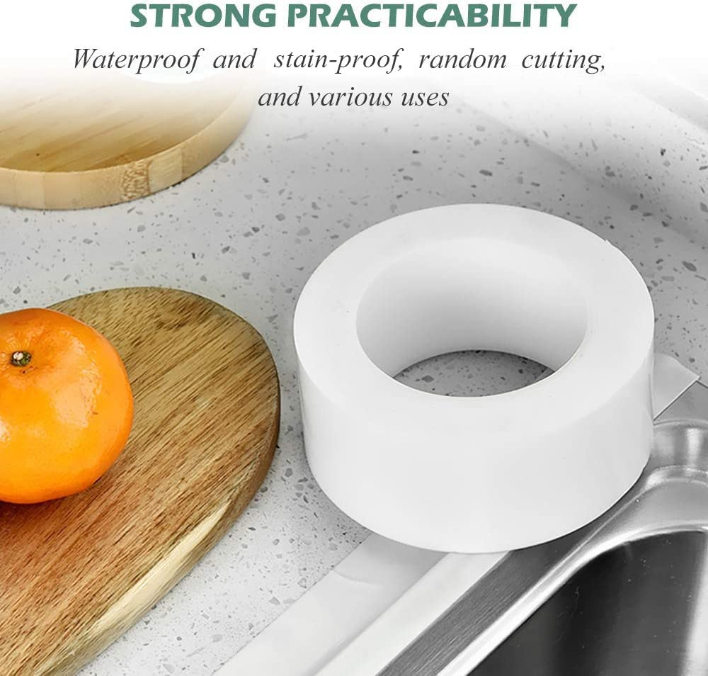 Waterproof Self Adhesive Caulk Strip Tape for Bathtub Bathroom Shower Toilet Kitchen Wall (49/25 Inch x 10 Feet, White)