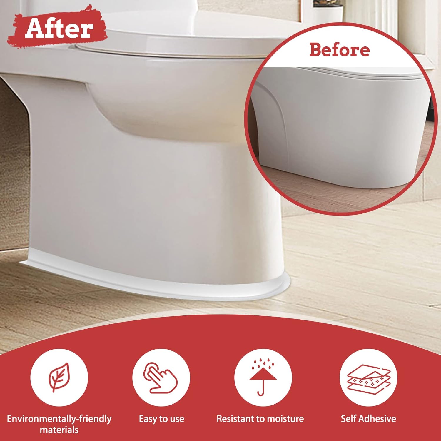 Waterproof Self Adhesive Caulk Tape for Kitchen, Bathroom, Shower - 3 Rolls, 1.5" x 10.5Ft - Caulking Sealant Strip with Sealing Tool - Edge Protector for Countertop, Sink, Bathtub, Toilet