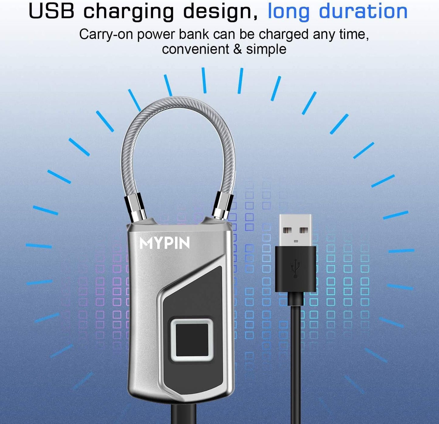 Waterproof Smart Fingerprint Padlock with Key Backup - Ideal for Gym, Door, Suitcase, Backpack, Bike, Office - WildKart