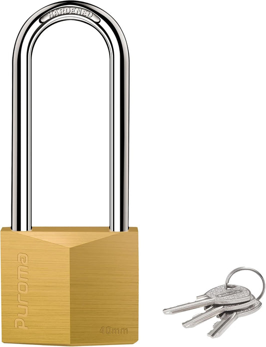 Waterproof Solid Brass Padlock with Keys - Ideal for Sheds, Lockers, Toolbox, Fence - Puroma 1 Pack Keyed Padlock - WildKart