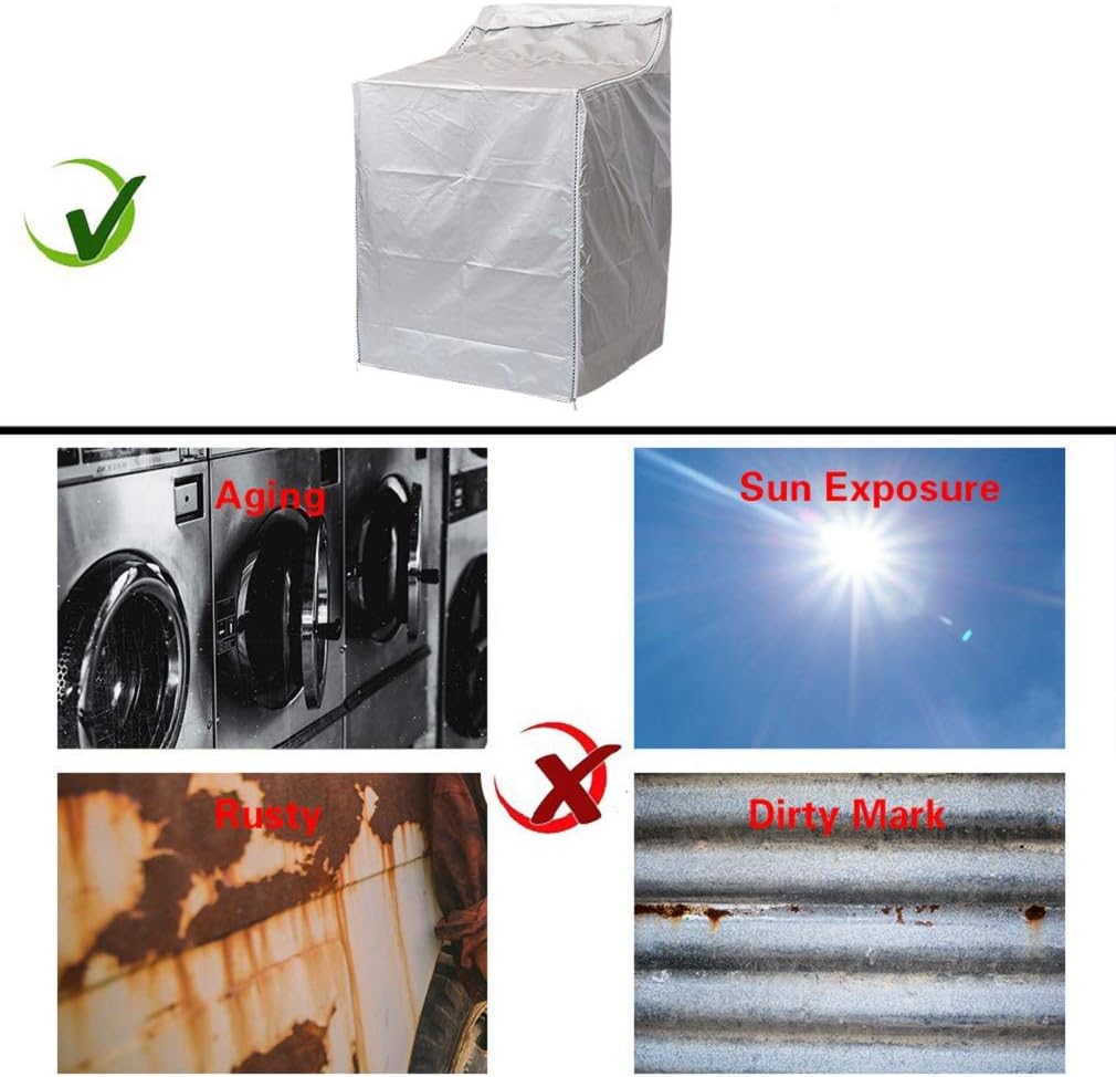 Waterproof Washer/Dryer Cover for Top-loading Machines - Dustproof, Sun-Proof - Fits Most US/Canadian Models - W29”D28”H43” - Basic Silver