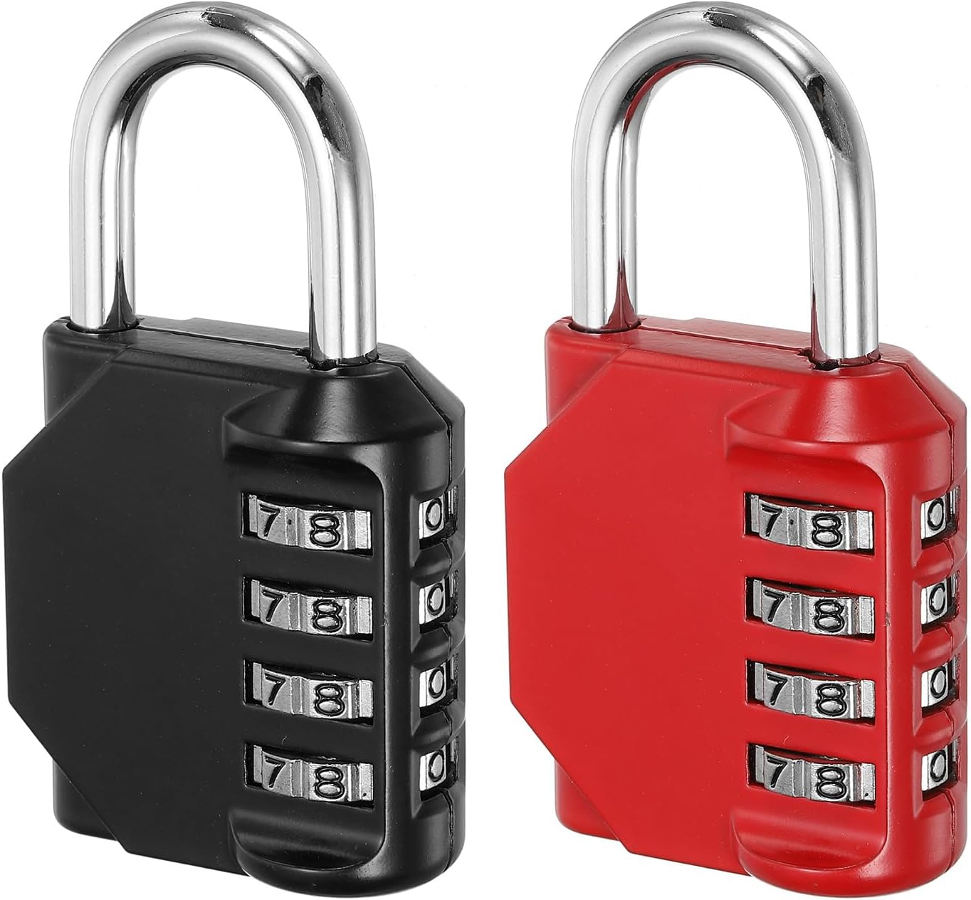 Waterproof Zinc Alloy 4 Digit Combination Padlock - PATIKIL 3 Inch Long Resettable Lock for Outdoor Gym Gate Box - Black Red Color