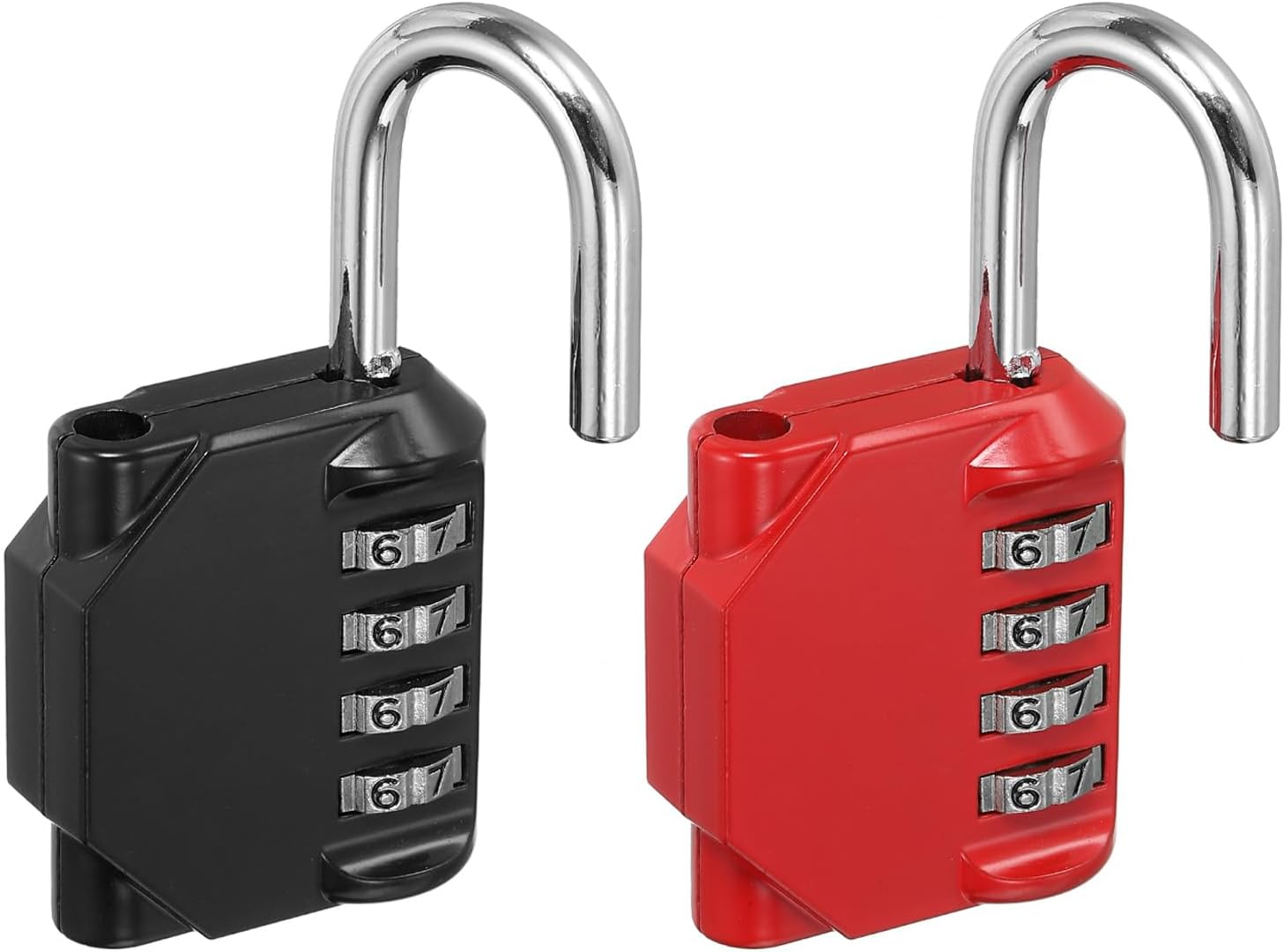 Waterproof Zinc Alloy 4 Digit Combination Padlock - PATIKIL 3 Inch Long Resettable Lock for Outdoor Gym Gate Box - Black Red Color