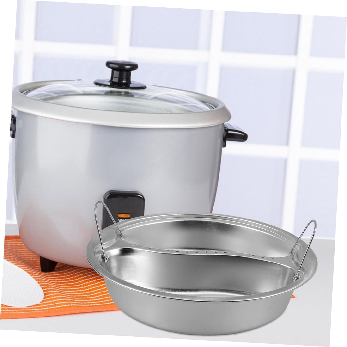 WATIIFUFU 2-Compartment Steaming Basket Insert for Rice Cooker - Handles for Eggs, Vegetables, Seafood - Steamer Pot