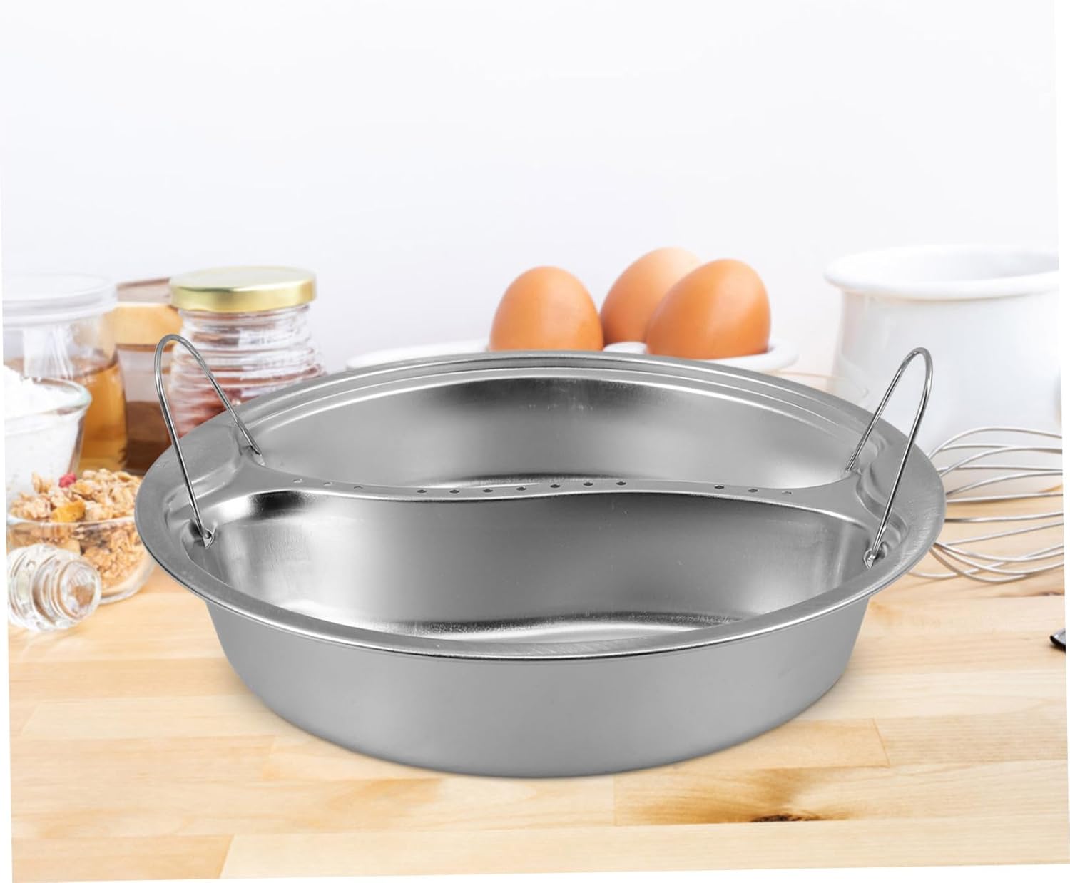 WATIIFUFU 2-Compartment Steaming Basket Insert for Rice Cooker - Handles for Eggs, Vegetables, Seafood - Steamer Pot