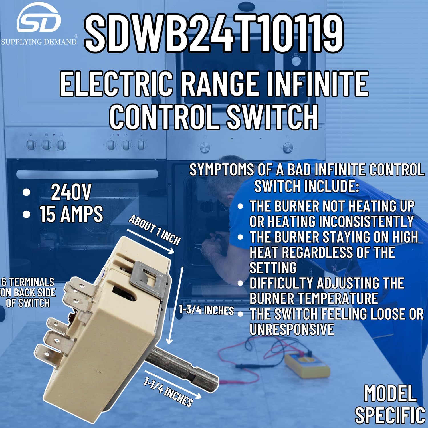 WB24T10119 WB24T10057 Electric Range Infinite Control Switch - Model Specific Replacement