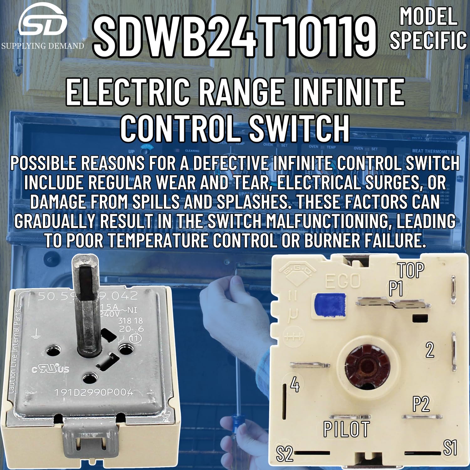 WB24T10119 WB24T10057 Electric Range Infinite Control Switch - Model Specific Replacement
