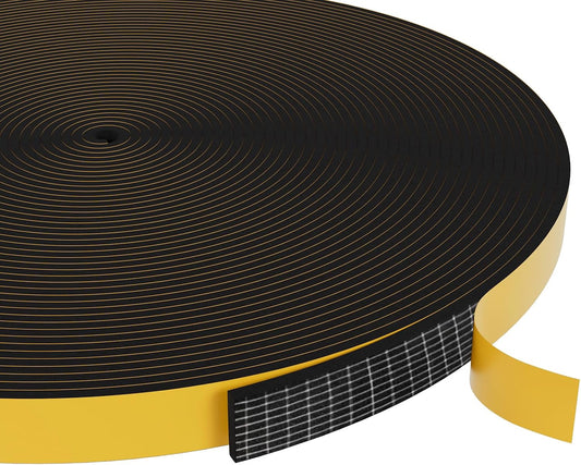 Weather Stripping Door Seal Strip - Black Foam Tape for Sliding Door, Front Door, Windows - 1/2" x 1/8" x 32.8Ft